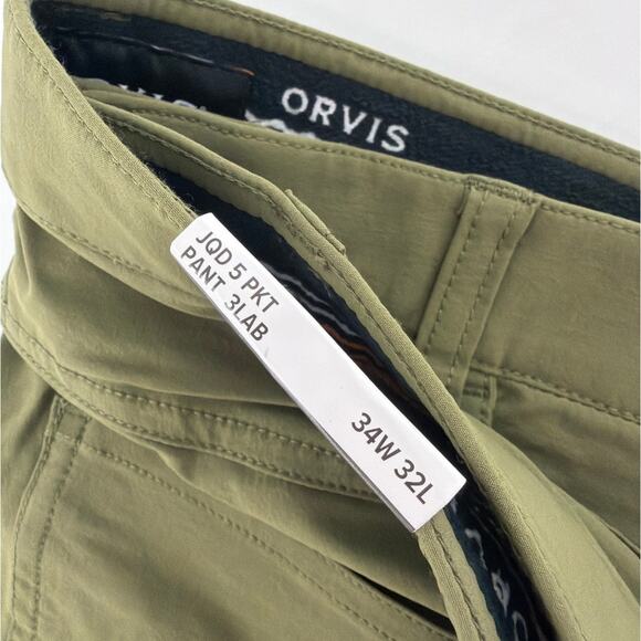 Orvis Men's Moss Green Jackson Quick-Dry 5-Pocket Pants Size - Picture 7 of 10